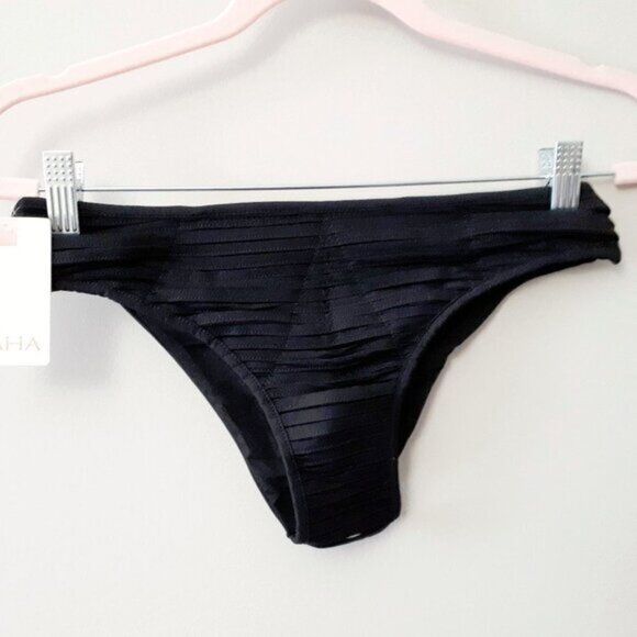 NWT Saha Swimwear black front binding triangle bikini top & bottom set - Picture 11 of 12